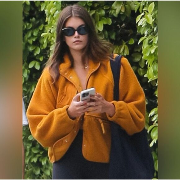 Free People Movement Hit the Slopes Fleece Jacket Russet Orange XS Oversize - Picture 4 of 15